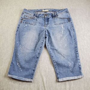 Lei Capris Juniors 15 Blue Ashley Trouble Denim Jean Cuffed Shorts